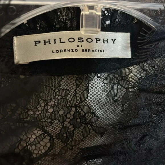 EUC PHILOSOPHY women’s black lace dress size 6 includes slip long - Picture 6 of 11
